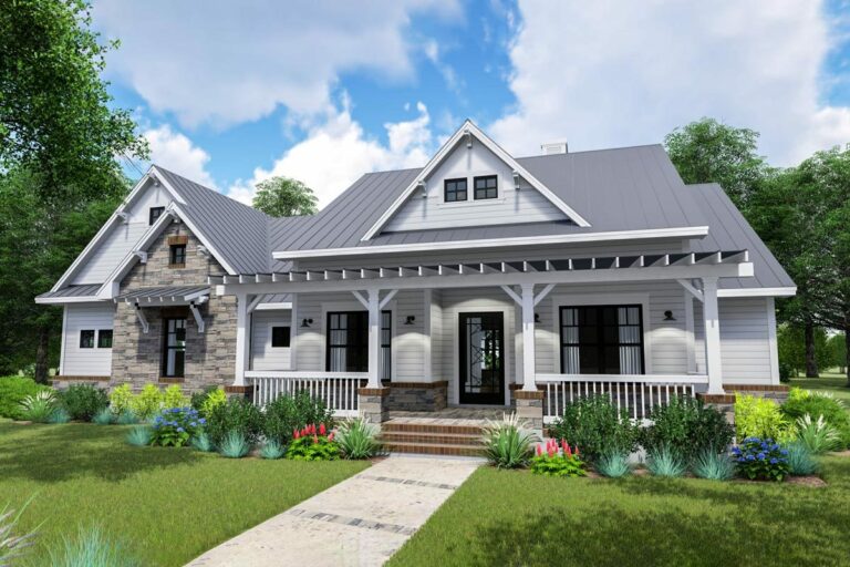 3-Bedroom, 2-Story Modern Farmhouse with Side-load Garage and Optional Bonus Room (Floor Plan)