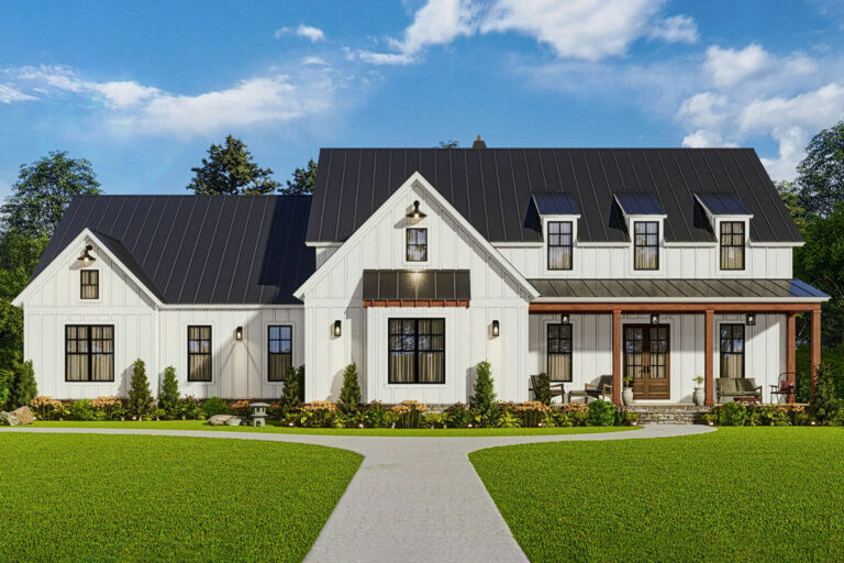 1-Story 6-Bedroom Modern Farmhouse with Optional Bonus Room and Lower Level (Floor Plan)