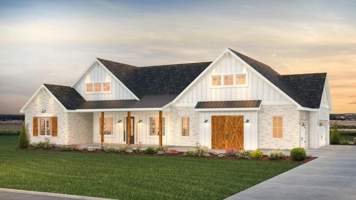 Open-Concept 2-Bedroom 1-Story New American Farmhouse with Home Office (Floor Plan)
