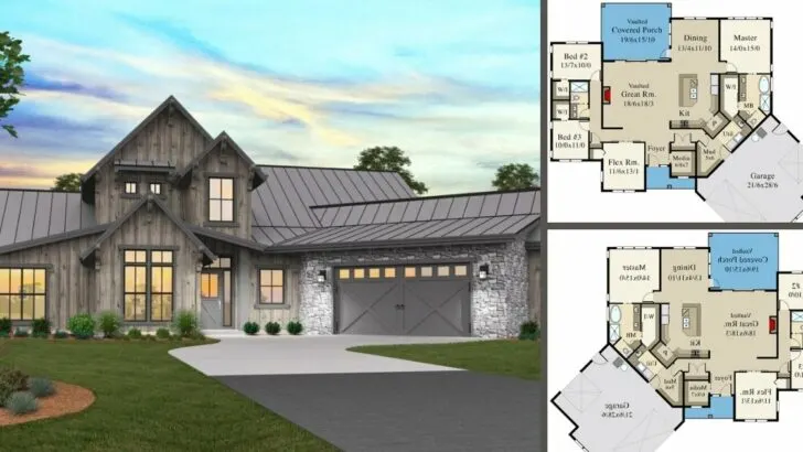 4-Bedroom 1 Story Rustic Modern Farmhouse With Multi-Use Flex Room (Floor Plan)