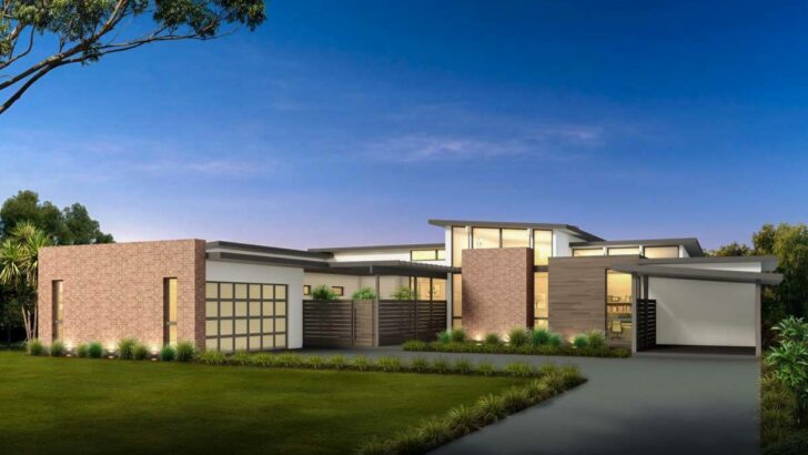 3-Bedroom One-Story Mid-Century Modern House with Private Courtyard (Floor Plan)