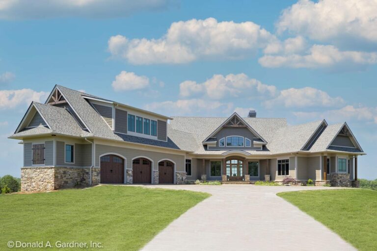 Cathedral-Ceilinged Craftsman 3-Bedroom 1-Story Home With 3-Car Angled Garage (Floor Plan)