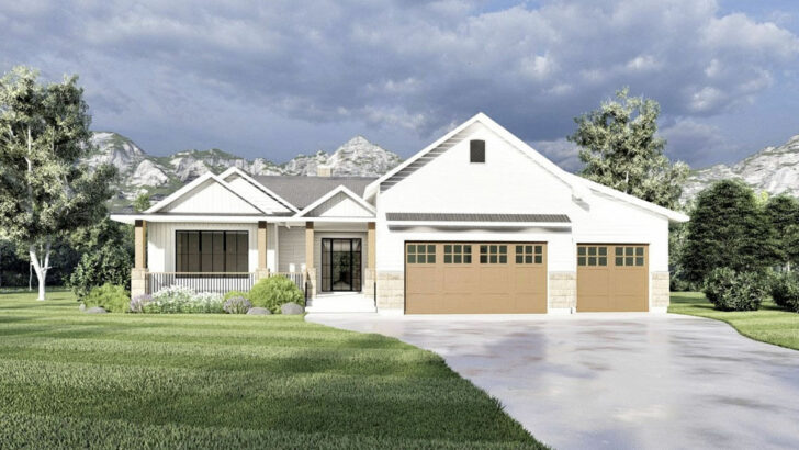 1-Story 7-Bedroom New American Ranch Style Home with Lower-Level Apartment Expansion (Floor Plan)