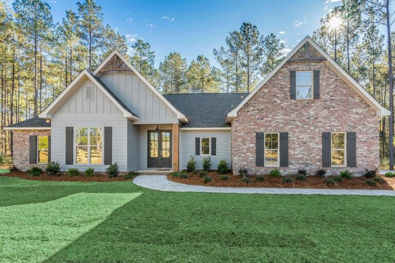 5-Bedroom 1-Story New American House Plan With Rear Porch and Flexible Bonus Room (Floor Plan)