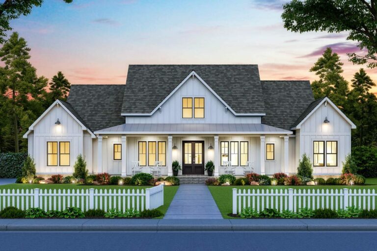 4-Bedroom Single-Story Modern Farmhouse with a Optional Bonus Room (Floor Plan)