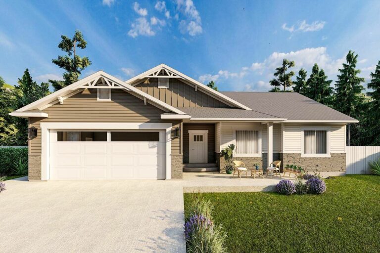3-Bedroom 1-Story Craftsman Ranch with a Vaulted Family Room (Floor Plan)