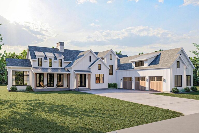 2-Story 4-Bedroom Modern Farmhouse with Sunroom and 2-Story Great Room (Floor Plan)