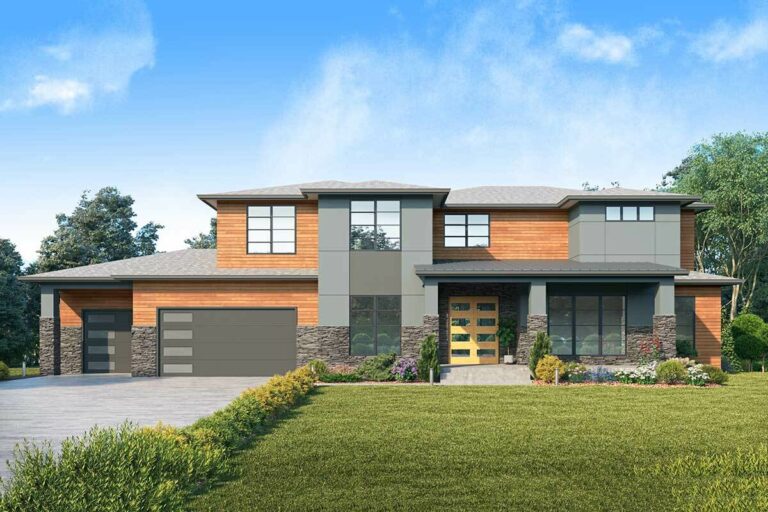 5-Bedroom 2-Story Contemporary Northwest Home with Dual Master Suites (Floor Plan)