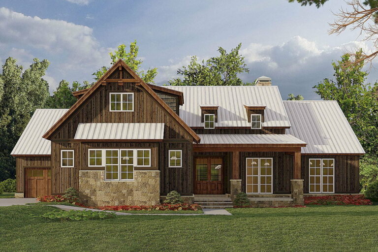 Four-Bedroom 1-Story Mountain Farmhouse With Bonus Expansion Space (Floor Plan)