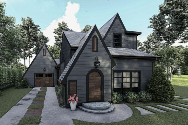 3-Bedroom 2-Story Transitional European Home with Main-Level Master Suite (Floor Plan)