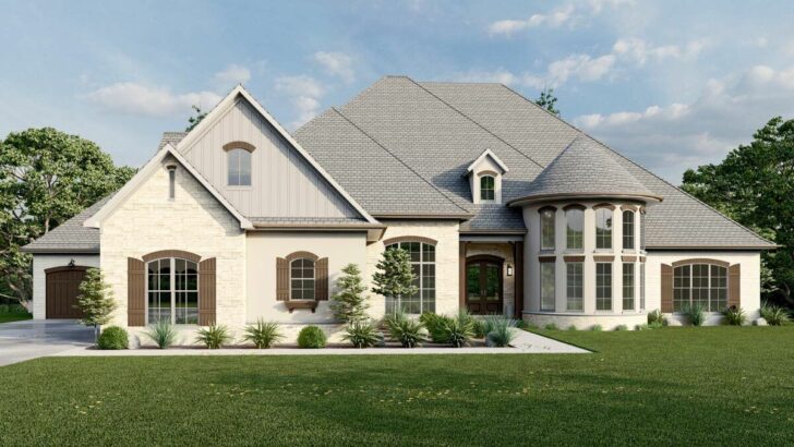 7-Bedroom Double-Story French Country House with Luxurious In-Law Suite (Floor Plan)
