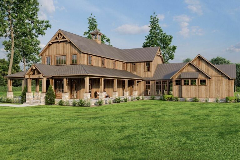 2-Story 4-Bedroom Rustic Country Barn Style Home with a Screened Porch and Bonus Room (Floor Plan)