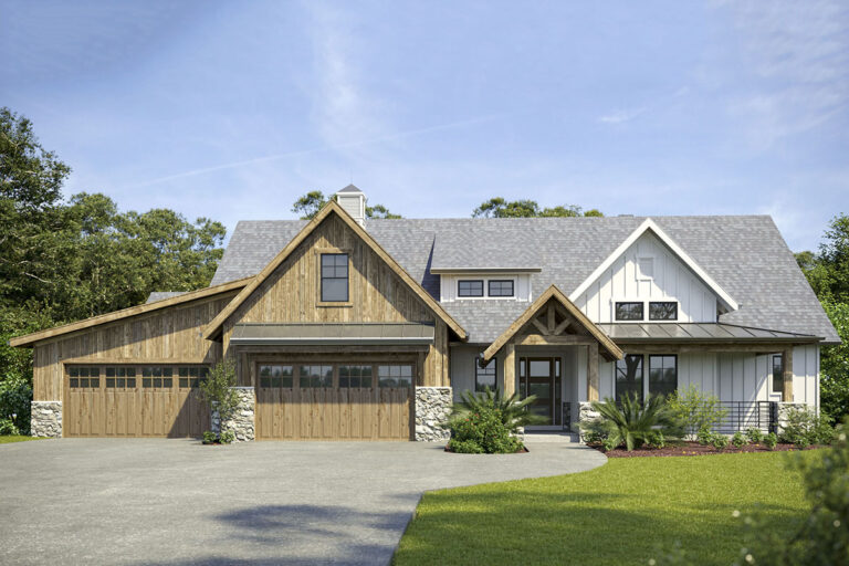 Grand 4-Bedroom Two-Story Mountain Modern Home with In-Law Suite and 4-Car Garage (Floor Plan)