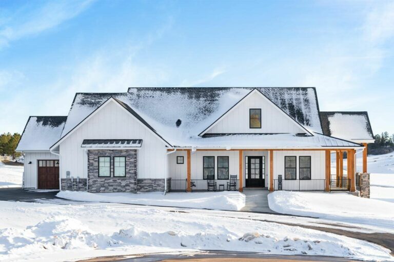 Sloping Lot 3-Bedroom 1-Story Mountain Farmhouse with Lower Level Expansion (Floor Plan)