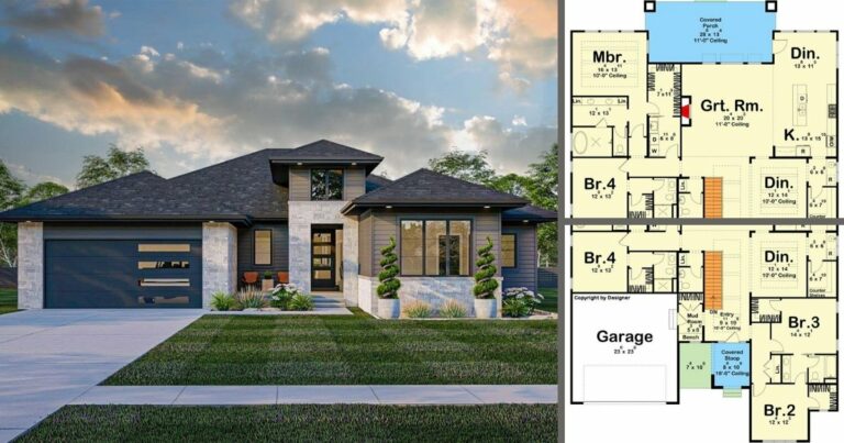 Modern Prairie Style 4-Bedroom 1-Story Home With Double Vanity Master Suite (Floor Plan)