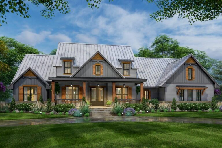 3-Bedroom 1-Story Modern Farmhouse with Loft and Optionally Finished Bonus Room (Floor Plan)