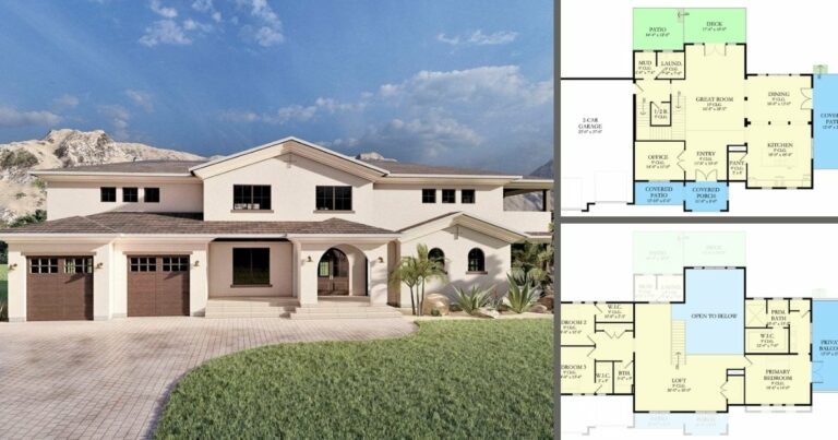 2-Story 3-Bedroom Mediterranean Home with Private Balcony (Floor Plan)