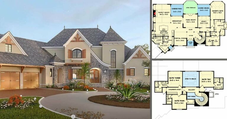 2-Story 5-Bedroom Tudor Mansion with Residential Elevator (Floor Plan)