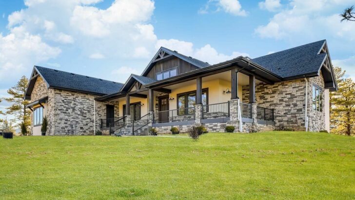 6-Bedroom One-Story Luxury Mountain Craftsman with Home Office and Walkout Basement (Floor Plan)