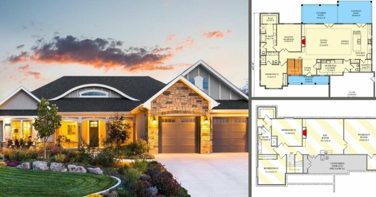 4-Bedroom 1-Story Craftsman Ranch With an Optionally Finished Basement (Floor Plan)