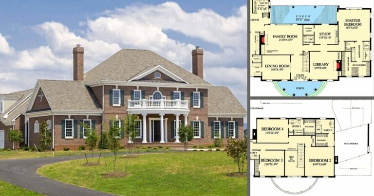 4-Bedroom Double-Story Luxury Mansion with Triple Porch (Floor Plan)