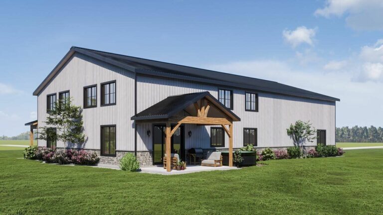 2-Story 3-Bedroom Barndominium Home with 6-Car Parking (Floor Plan)