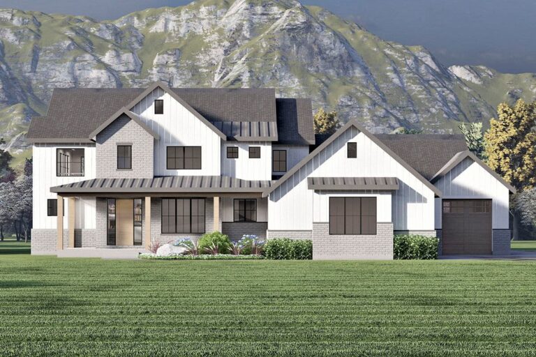 6-Bedroom 2-Story Modern Farmhouse with Great Room and a Home Office (Floor Plan)
