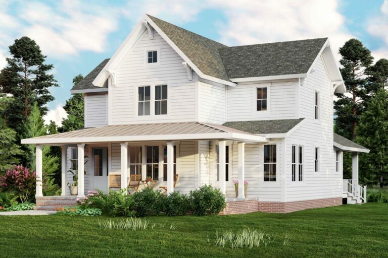 4-Bedroom 2-Story Farmhouse with Main Floor Work-From-Home Space and Upstairs Playroom (Floor Plan)
