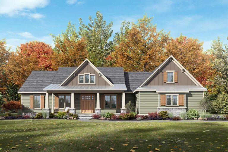 Single-Story 4-Bedroom Craftsman-Influenced Farmhouse with Vaulted Great Room (Floor Plan)