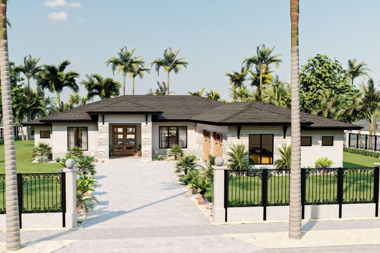 4-Bedroom 1-Story Mediterranean-Style Home with Oversized 2-car Garage (Floor Plan)