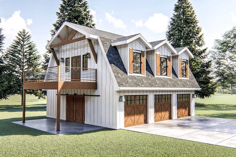 1-Bedroom 2-Story Barn-Style Home with Spacious 3-Car Garage (Floor Plan)