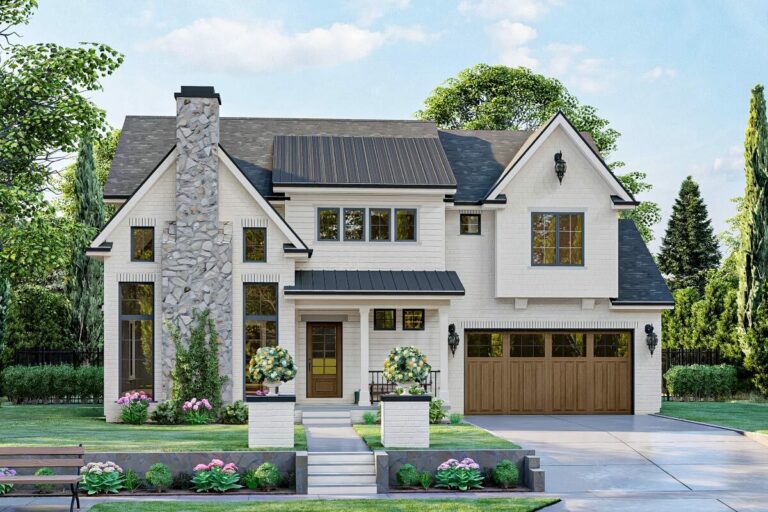 3-Bedroom 2-Story Modern Cottage House with 2-Story Foyer and Family Room (Floor Plan)
