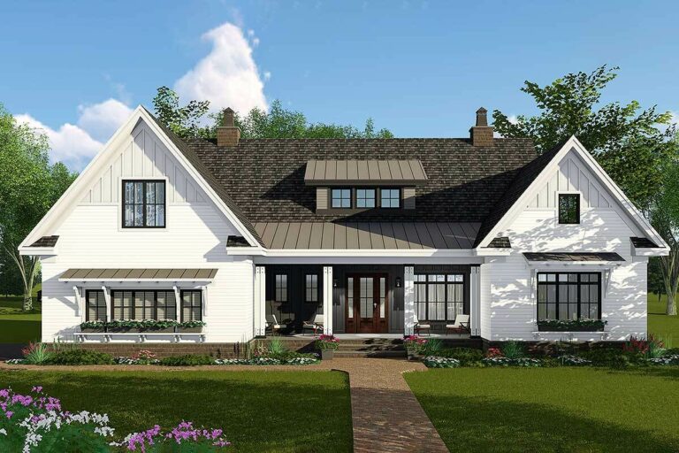 Dual-Story 4-Bedroom New American Farmhouse with Bonus Over Garage (Floor Plan)