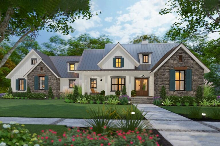 4-Bedroom Dual-Story New American Farmhouse with Bonus Expansion (Floor Plan)