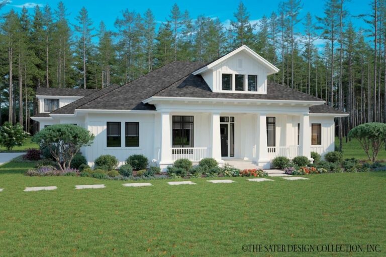 Modern 3-Bedroom 1-Story Farmhouse With Expansive Veranda (Floor Plan)