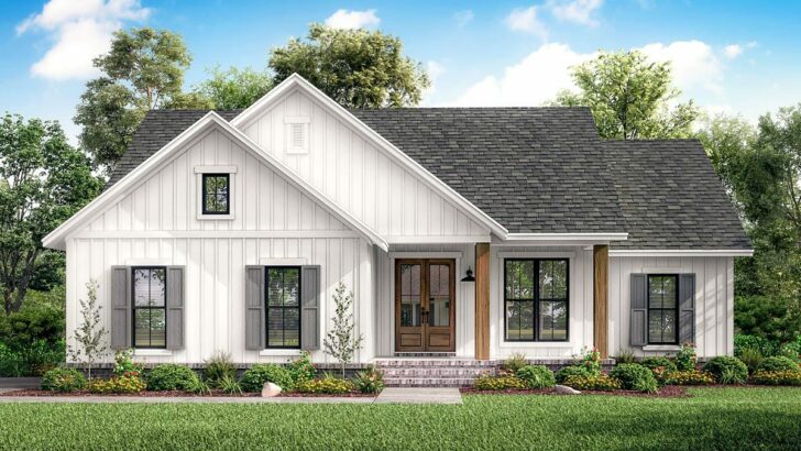 Single-Story 3-Bedroom New American Ranch with Rustic Timber Accents (Floor Plan)