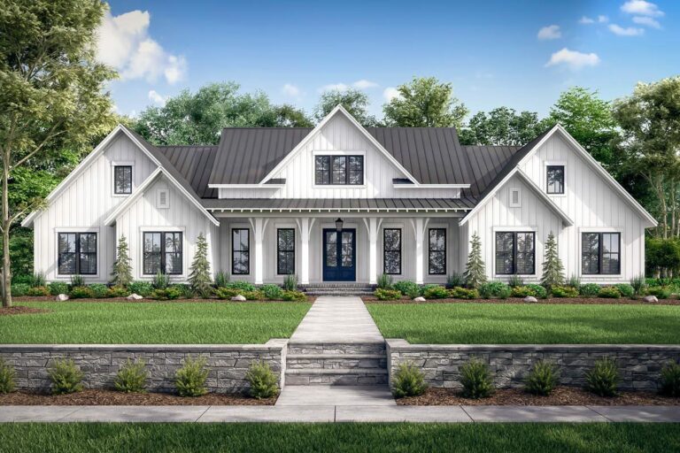 5-Bedroom Two-Story Modern Farmhouse With Game Room and a Bonus Room (Floor Plan)