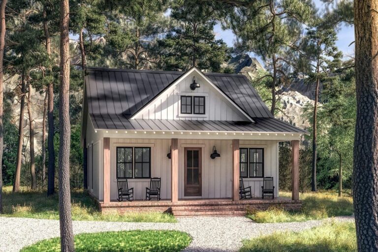 2-Bedroom Single-Story Farmhouse Cottage with Vaulted Great Room (Floor Plan)