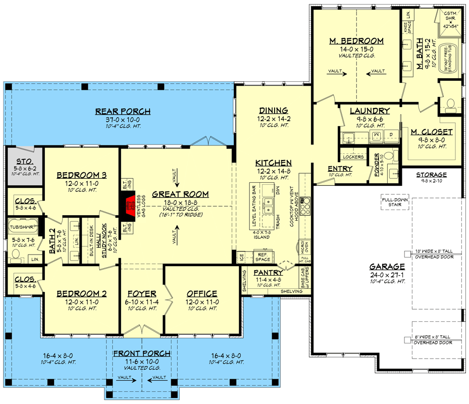 Rustic 3-Bedroom 1-Story Craftsman Home with Wrap-Around Porch (Floor ...