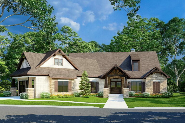 3-Bedroom 2-Story Rugged-Style Home With Split Bedroom Layout (Floor Plan)