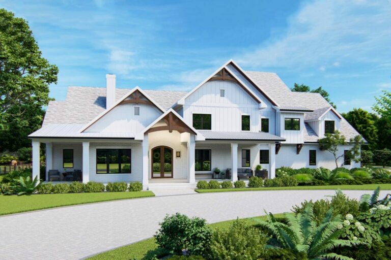 New American 2-Story 5-Bedroom Farmhouse With Pool Concept (Floor Plan)