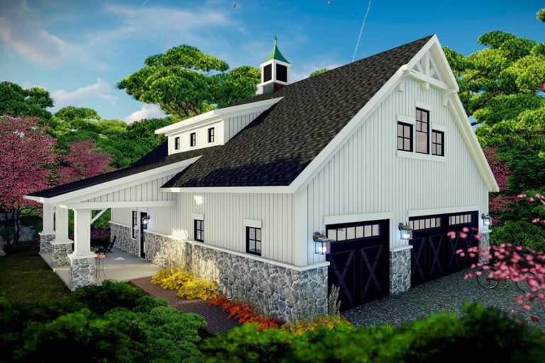 Barndominium 2-Bedroom 2-Story Farmhouse With Lofty Overlook (Floor Plan)