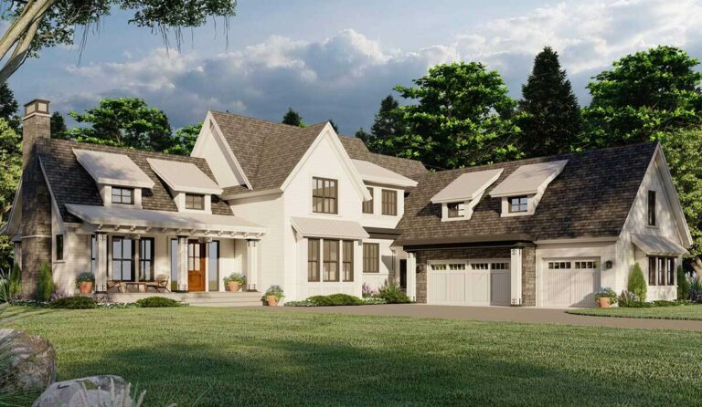 5-Bedroom Dual-Story Modern Farmhouse with Dual Pantries and Home Office (Floor Plan)