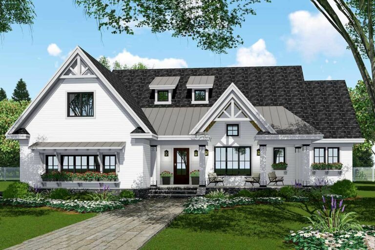 Country Style 4-Bedroom 2-Story Craftsman Home With Guest Suite and Loft (Floor Plan)