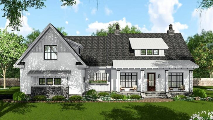 4-Bedroom 2-Story New American House With Exposed Rafter Tail Porch (Floor Plan)