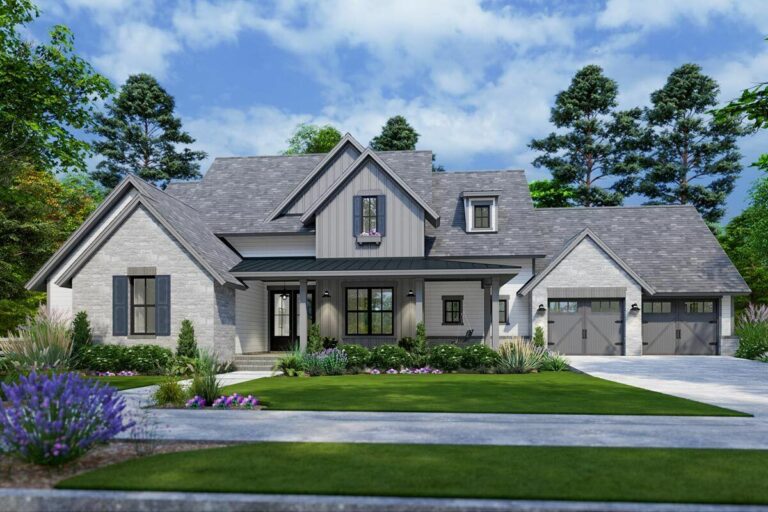 3-Bedroom One-Story Modern Farmhouse with Rustic Touches and 3 Bonus Areas (Floor Plan)