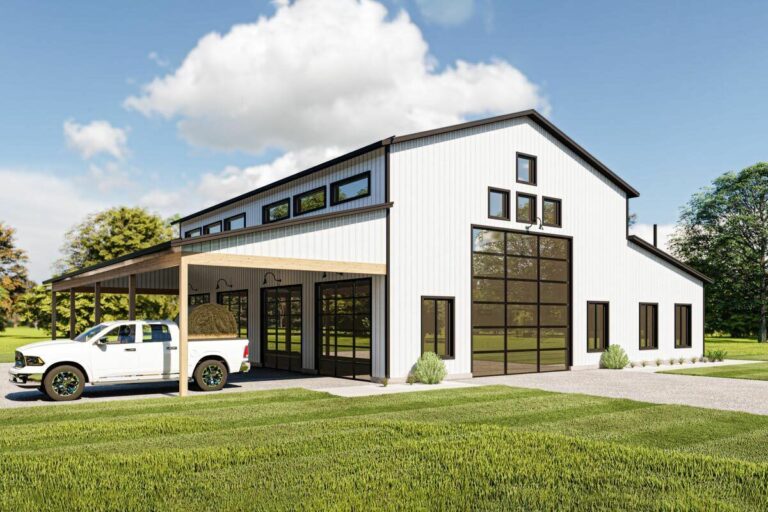 2-Bedroom Single-Story RV-Friendly Barndo-Style Home With Carport and Home Office (Floor Plan)