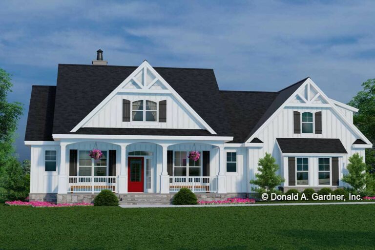 Cozy 3-Bedroom 2-Story Modern Farmhouse With Open-concept Layout and Rear Porch (Floor Plan)
