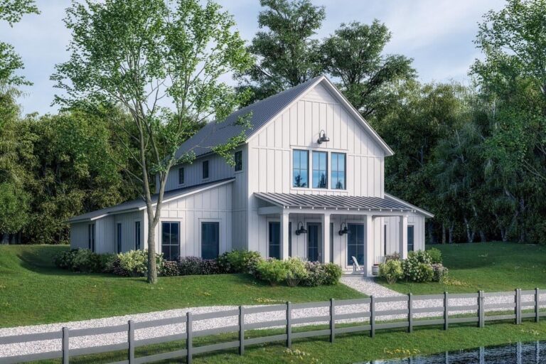 4-Bedroom 2-Story Rustic Barndominium Home with Loft Overlooking Great Room Below (Floor Plan)