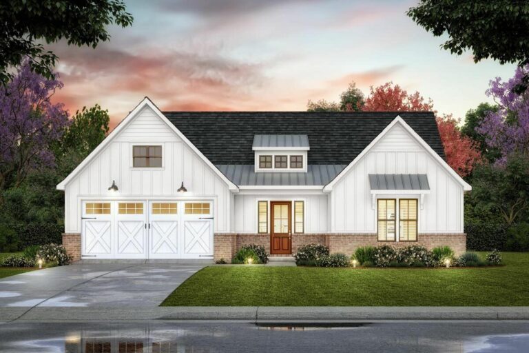 Modern 3-Bedroom 1-Story Farmhouse With Homely Office Space (Floor Plan)